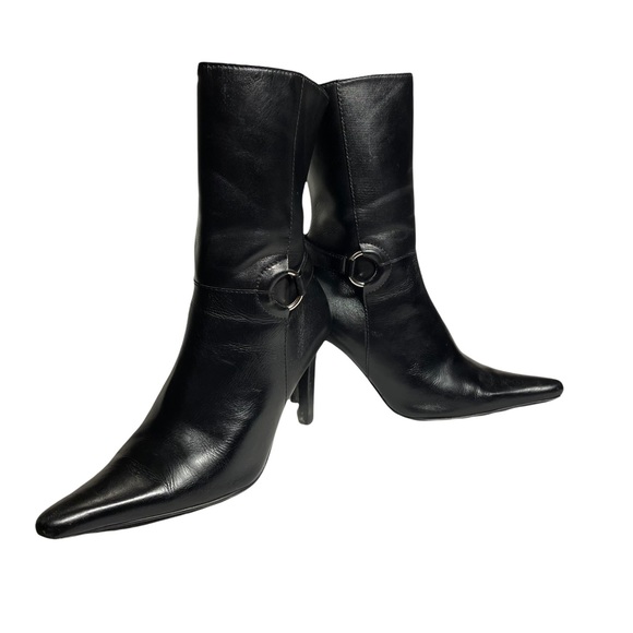 Steve Madden black leather stiletto heeled zip up boots size 7.5 - Picture 6 of 11